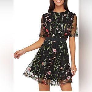 Floral Embroidered Mesh Lace Dress